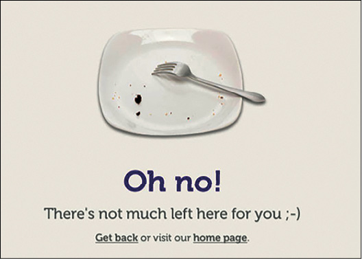 La pagina 404 di Cooklet: Oh no! Per te non è rimasto molto.
