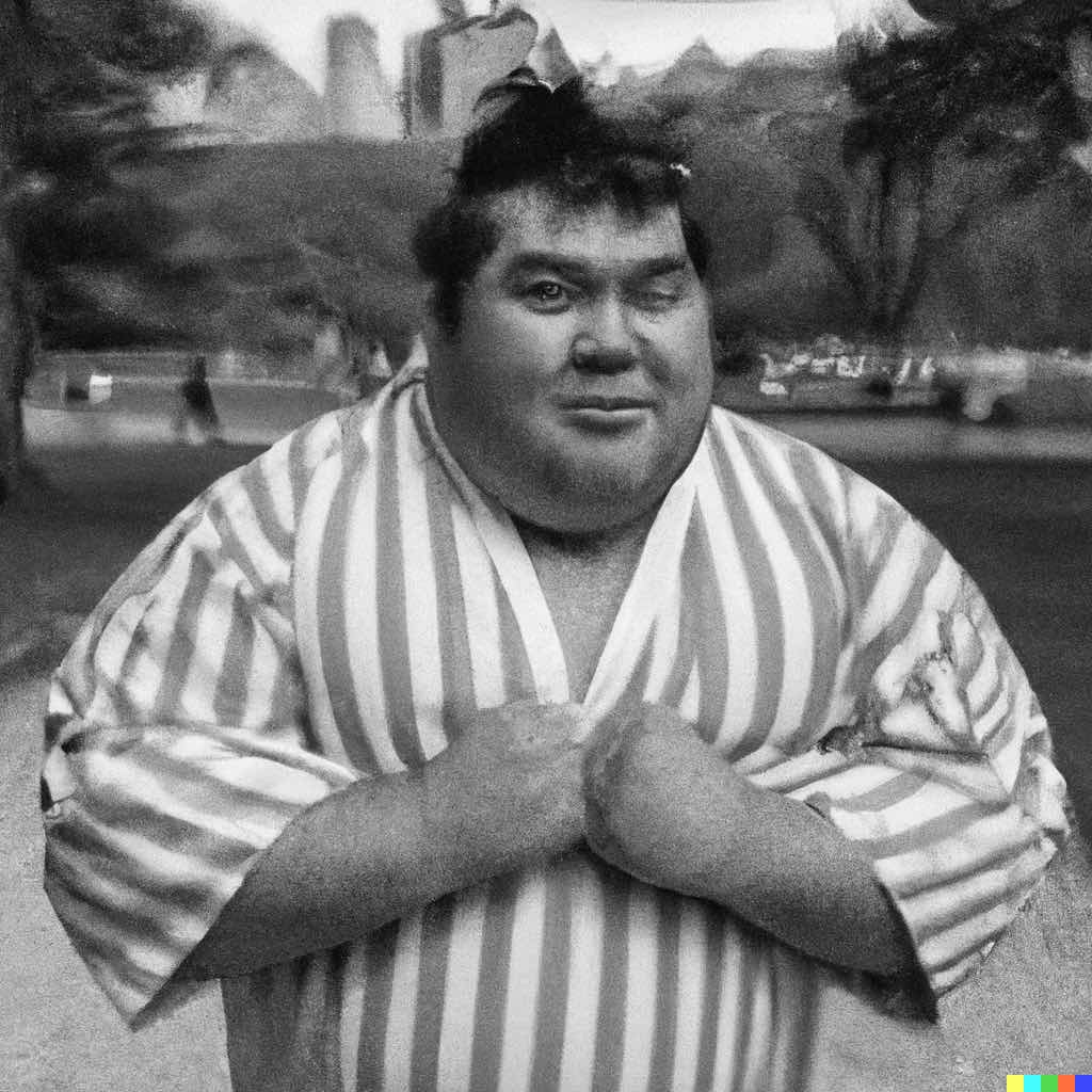 Fotografi e intelligenza artificiale: lottatore di sumo stile Richard Avedon